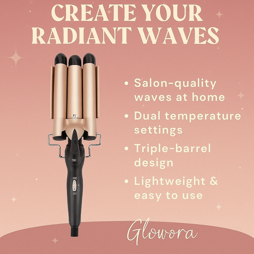 Hair curler with three barrels
